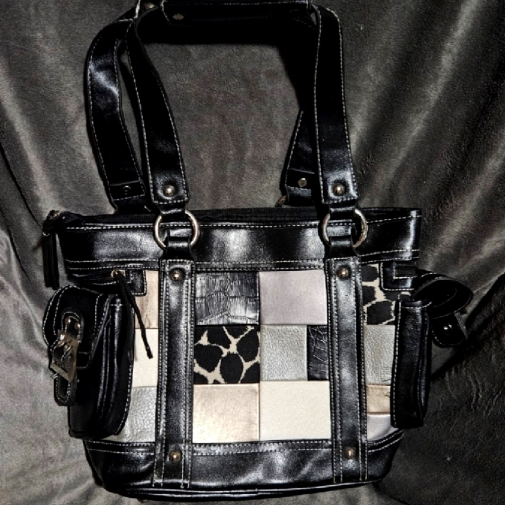 Midnight Velvet Faux Leather Animal Printed Purse